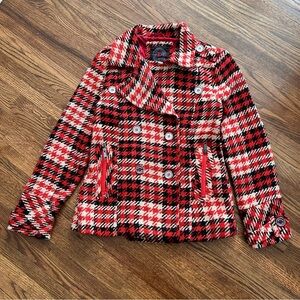 Dollhouse Red and Black Checkered Pea Coat
